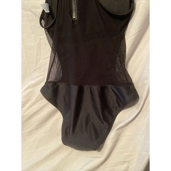 Ladies Top Melon One Piece Black Swimsuit Mesh On Front And Back Size Medium - Picture 5 of 9